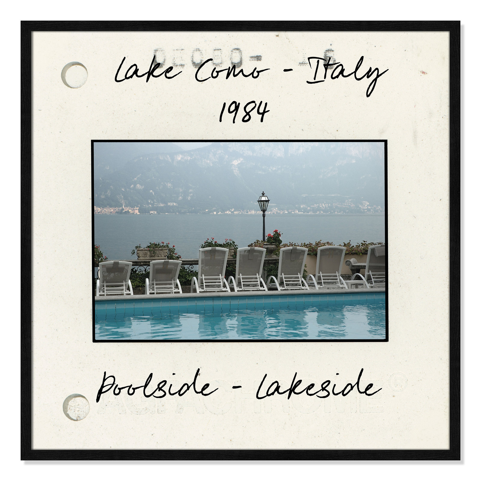 Travel Slide Collection "Lake Como, Italy" Print, Black Single Picture Framed Paper, 32" H x 32" W x 0.75" D