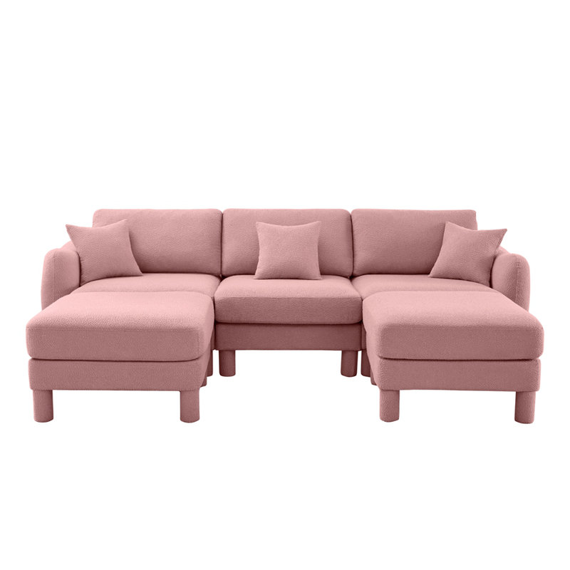 Canapé modulaire en U à 3 places Boucle, H 35,01 po x l 109,41 po x P 67,31 po, 3, Rose