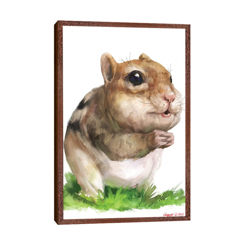 Chipmunk 1 Piece Painting on Canvas, 66.04cm H x 45.72cm W x 3.81cm D, Classic Brown Wood Framed