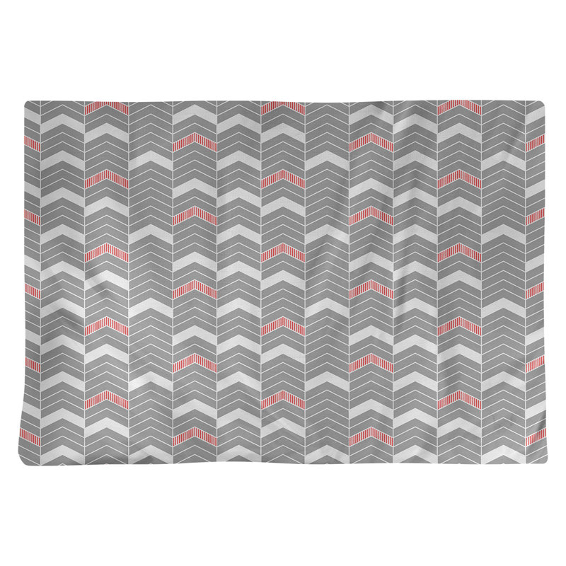 Récapitulatif à chevrons 18" lineed Stephenie, Gris et rouge, Coton