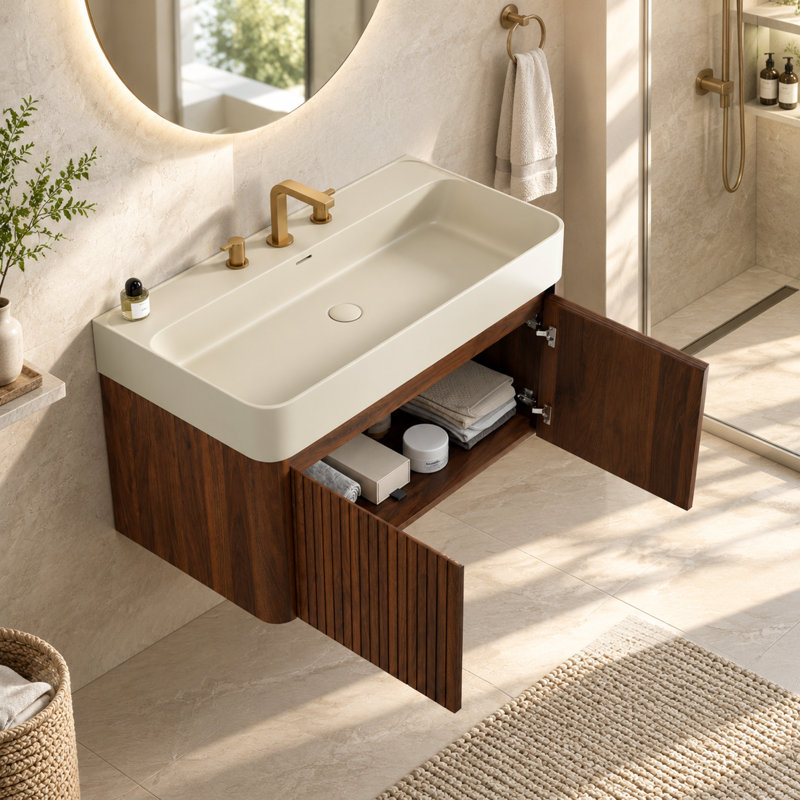 Meuble-lavabo suspendu de 91 cm (36 po) avec lavabo intégré et armoire de rangement
