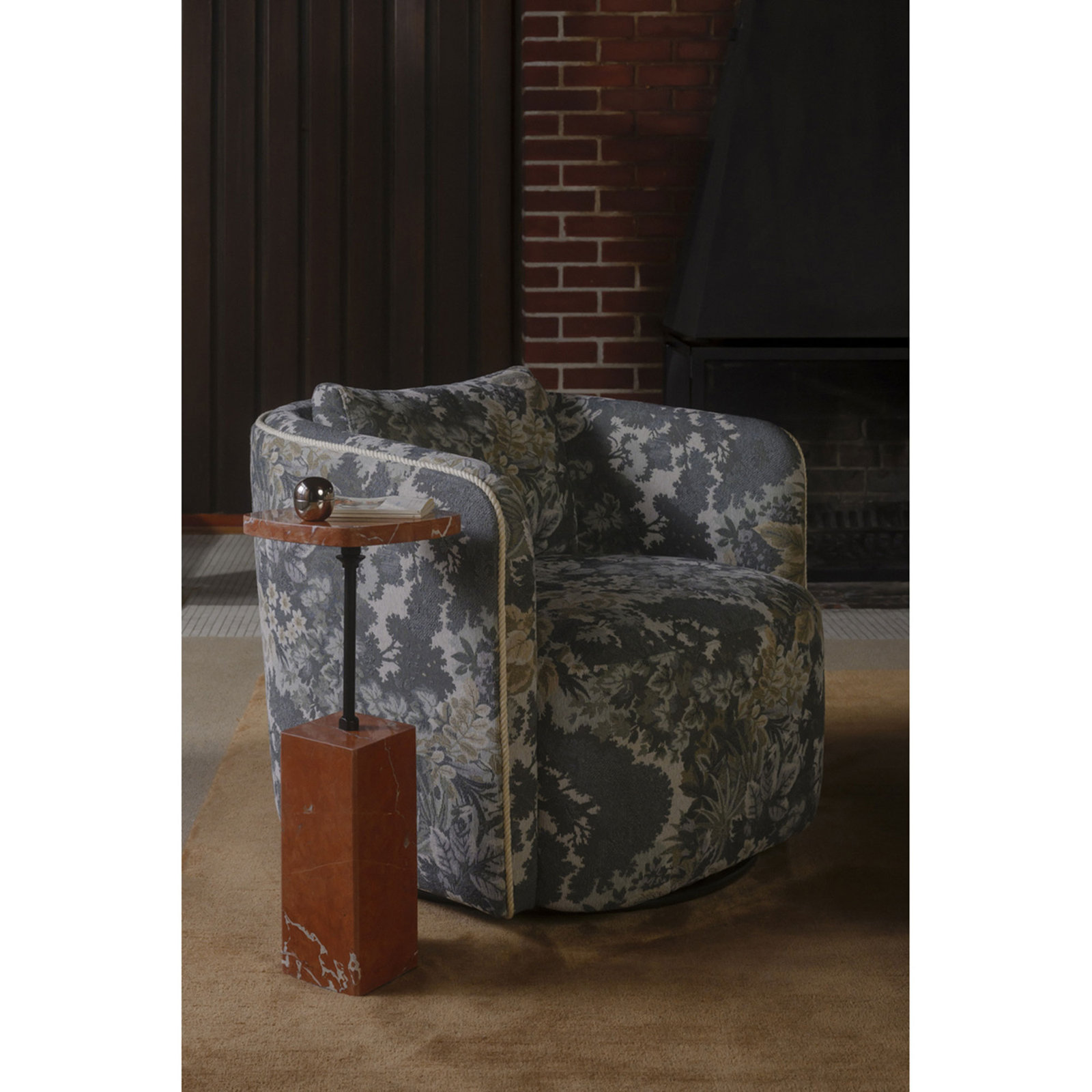 Stone End Table, Red