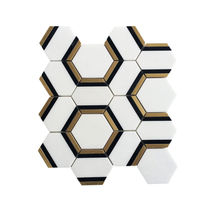 Avery 3" x 3" Honeycomb Mosaic Wall & Floor Tile, Thassos White