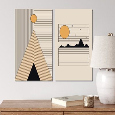 Boho Golden Sun Monochrone Landscape II " Boho Golden Sun Monochrone Landscape II " 2 - Pieces