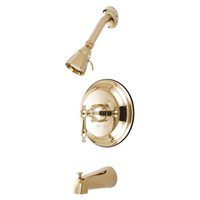 Kingston Brass Milano Single-Handle Pressure Balanced Tub and Shower Faucet, Polished Brass