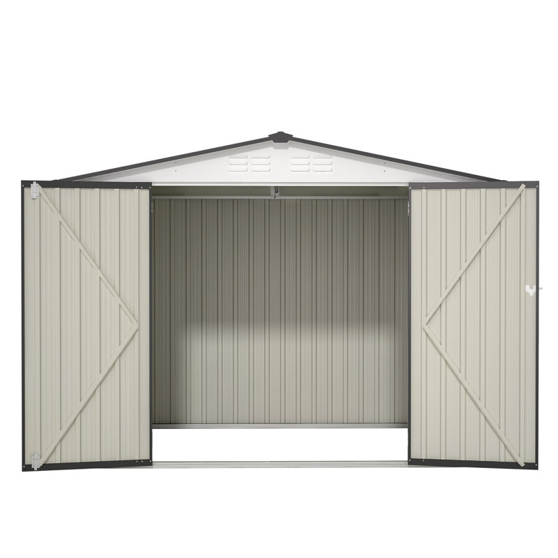 Remise de rangement extérieure 8 x 6 pi, remise en métal toutes saisons avec 2 portes verrouillables, remise à outils