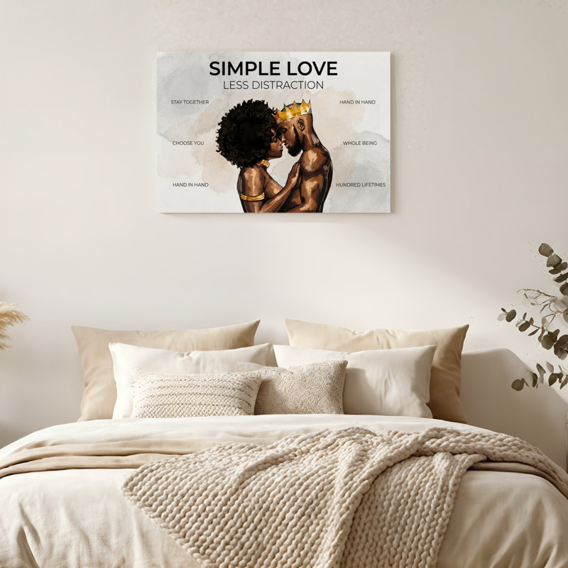 Art mural en toile noyer doré encadré pour le salon, la chambre à coucher, le bureau ou le vestibule - Décoration murale décorative avec amour simple