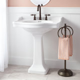 30" Cierra 35.63" Tall White Porcelain Oval Pedestal Bathroom Sink with Overflow