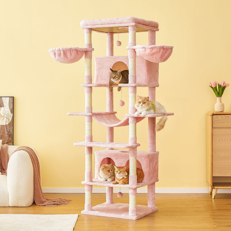 Arbre à chat H 77,6 po Danniela, Rose