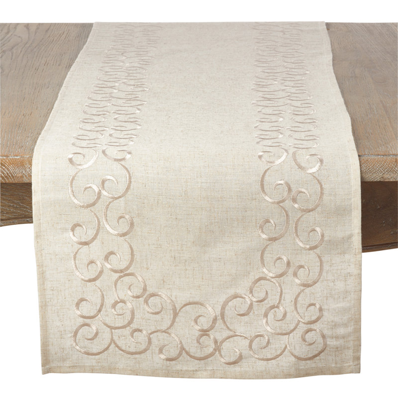 Adelline Embroidered Motif Table Runner, 16" x 72"
