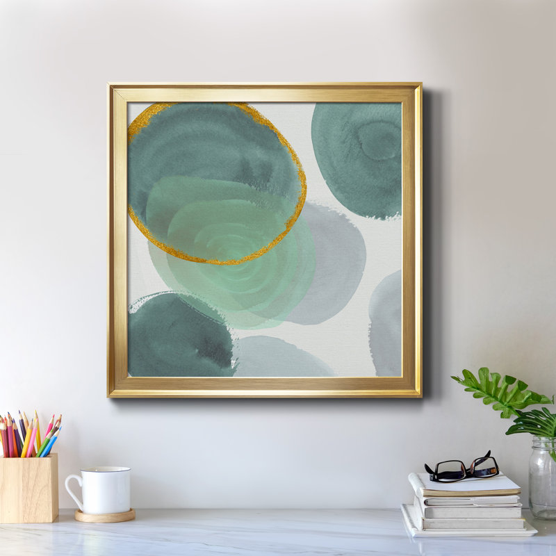 Ontario II - peinture sur toile encadrée, H 34,5 po x l 34,5 po x P 1,5 po, Encadrement doré