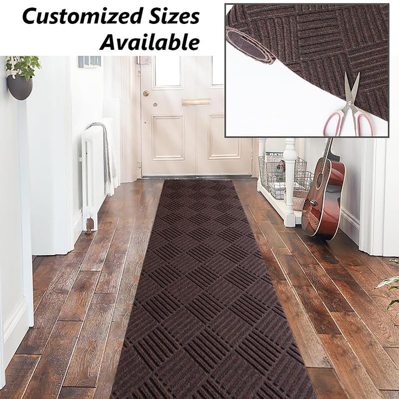 Custom Size Brown Indoor Non-Slip Runner Rug for Kitchen Hallway, Runner 2' x 3'
