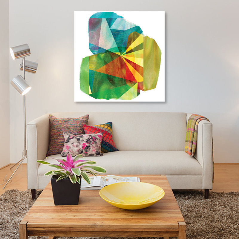 « geo mono block ii », impression sur toile, H 37 po x l 37 po x P 1,5 po, Toile avec cadre noir, Pas de tapis