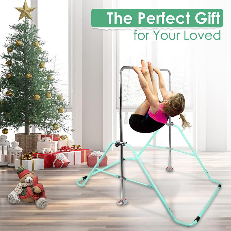 Expandable Gymnastics Bars for Kids, Swing Set for Home Training, Green