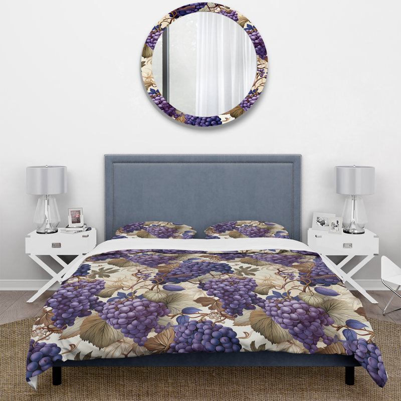 Purple Tuscan Vineyard Vines - Ensemble de housse de couette à motif floral