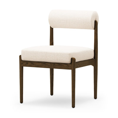 Chaise de salle à manger rembourrée en cuir véritable Barrau