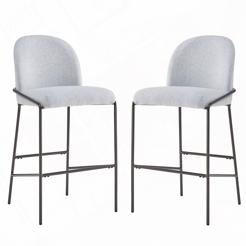 Metal Upholstered Barstool, Gray
