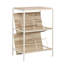 Finition en bois, rangement, structure en métal, tablettes inclinables réglables, salon, entrée de bureau, petits espaces
