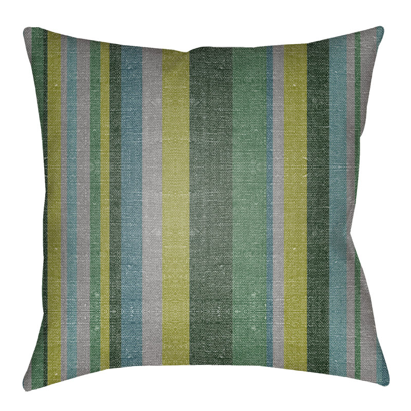 Lolita Lilac Striped Outdoor Reversible Throw Pillow, 26" H x 26" W, Kelly Green/Forest Green