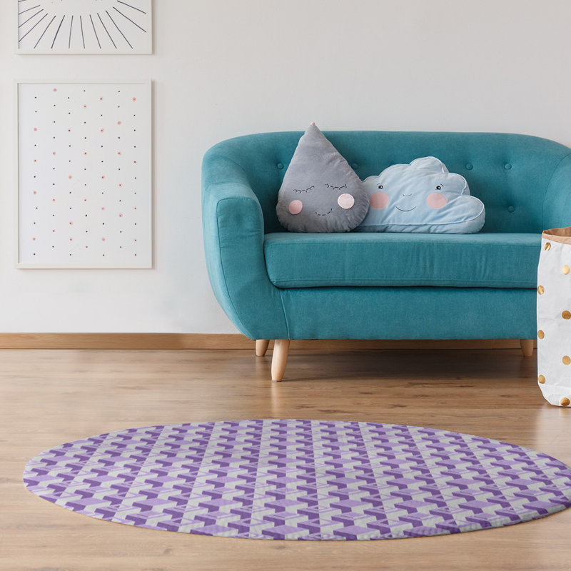 Chenille Geometric Indoor Rug, Round 5'