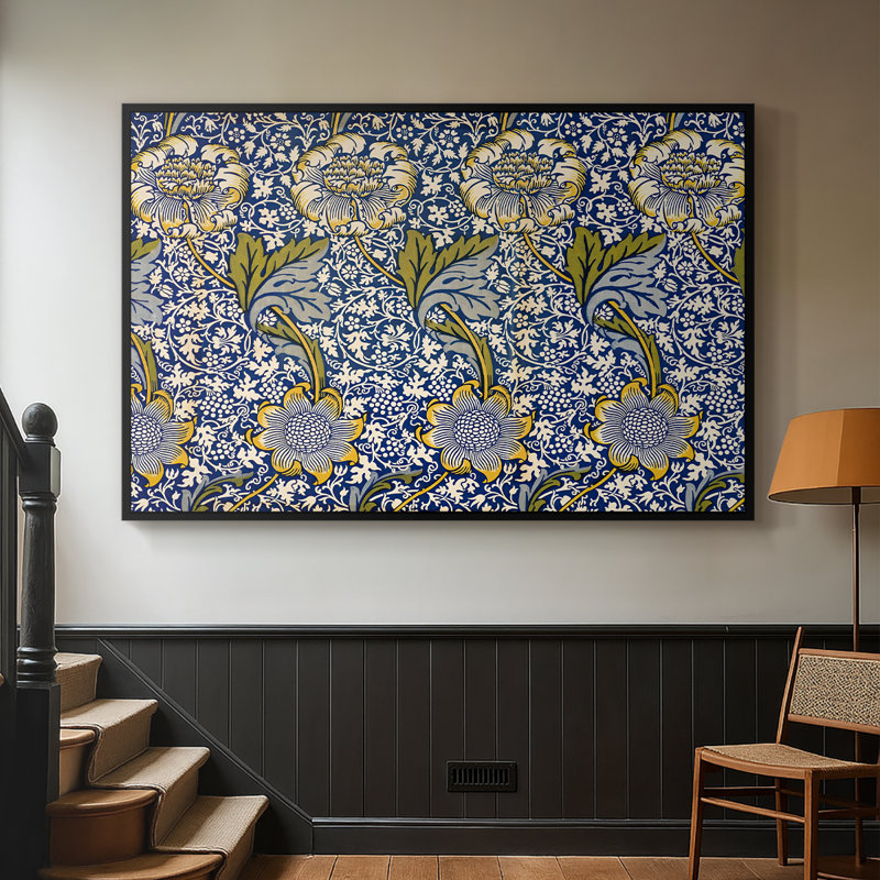 Kennet - indigo / or, 1883 - William Morris, toile tendue avec châssis, 26 x 40, Doré