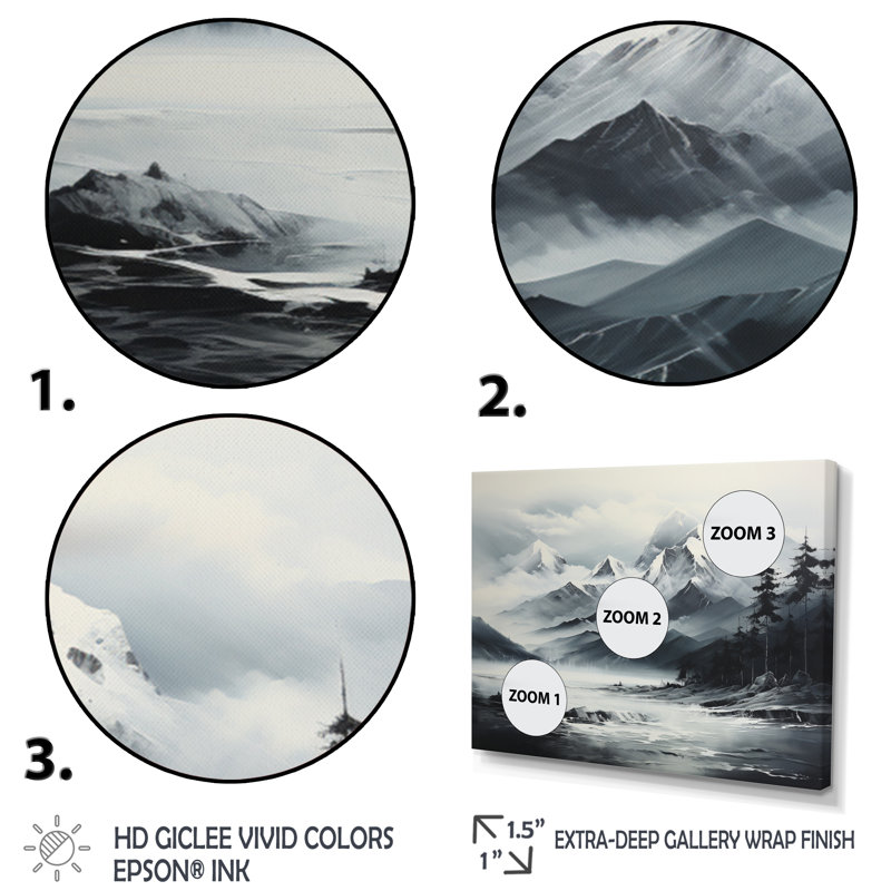 «Beach Photo Mountain Majesty I», art mural sur toile, H 12 po x l 20 po x P 1 po, Cadre simple argenté