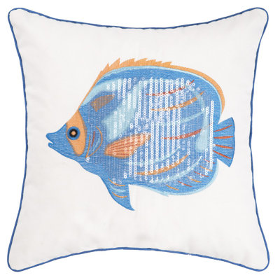 Galapagos Fish Sequined Throw Pillow