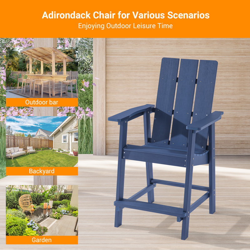 Chaise de jardin Tirie Adirondack, Bleu marine