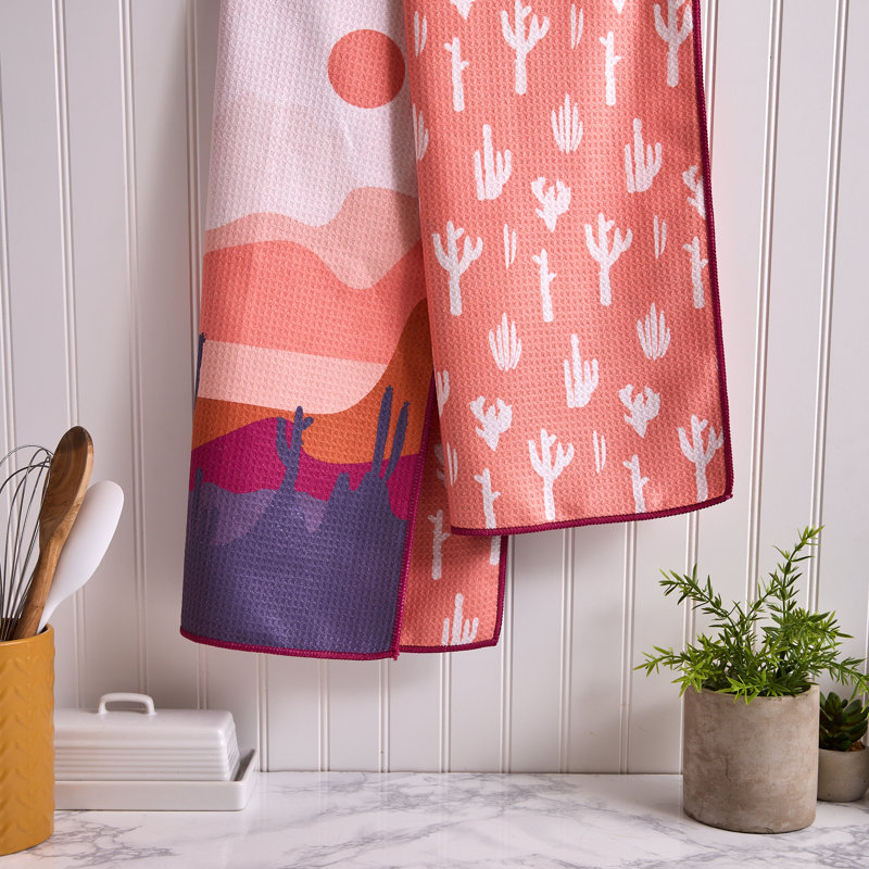  Washed Waffle Dishtowel Set/2, Brick Red