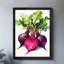 Art mural rétro noir et radis mauve frais et juteux, impressions de style rétro-597169668