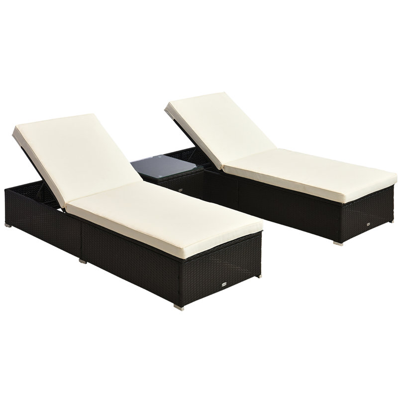Ventura Long Reclining Single Chaise with Cushions and Table