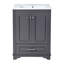 Meuble-lavabo 24 po avec lavabo en céramique, armoire de rangement autoportante moderne avec poignées argentées, portes à fermeture douce