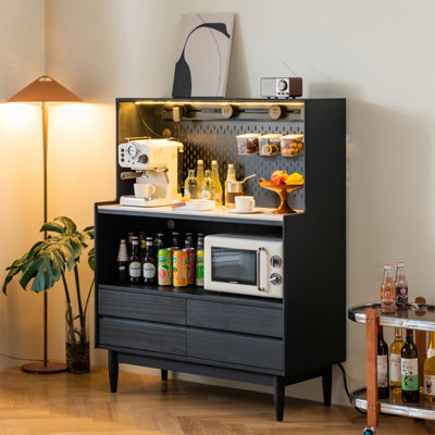 35.5-inch Solid Wood Pantry Cabinet with Power Track