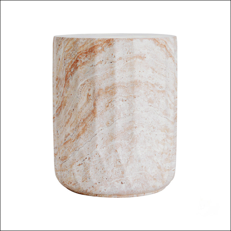 Table d'appoint en béton d'extérieur / d'intérieur légère, table d'appoint élégante en finition de travertin pour une utilisation polyvalente