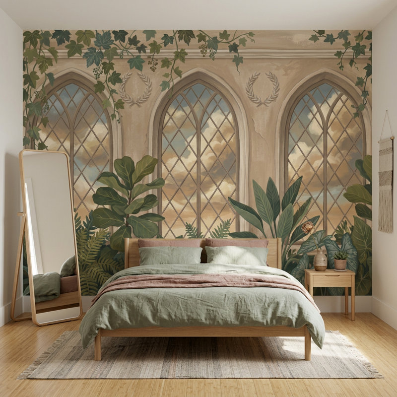 Décoration murale amovible pour jardin intérieur Cloudy Sky, 100 po x 96 po, Non tissé