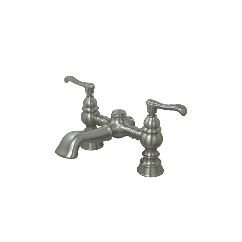 Hot Springs Double Handle Deck Mounted Clawfoot Tub Faucet, Satin Nickel
