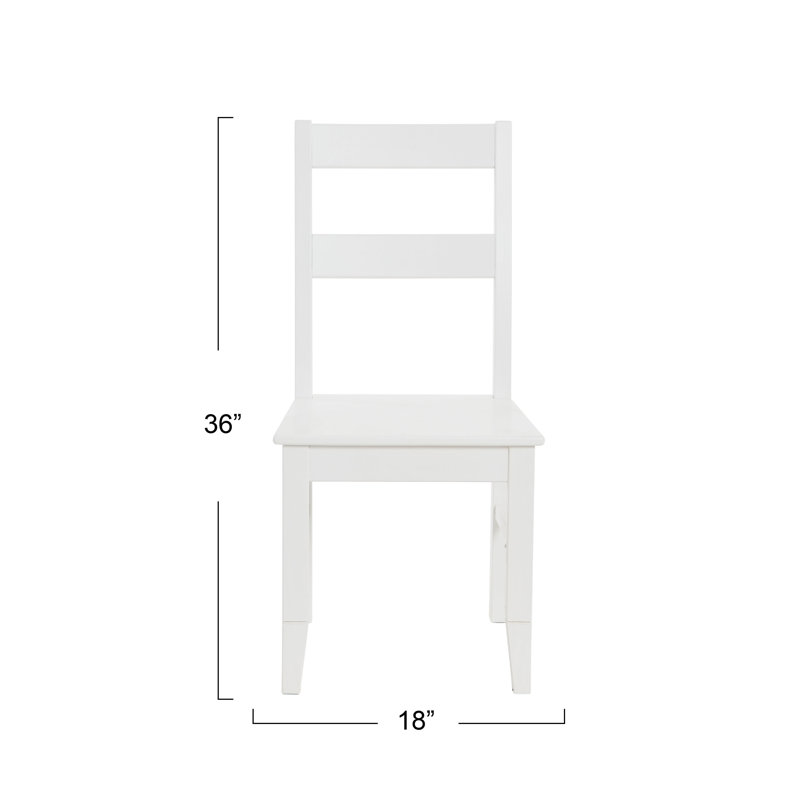 Acerra Solid Wood Ladder Back Side Chair in White