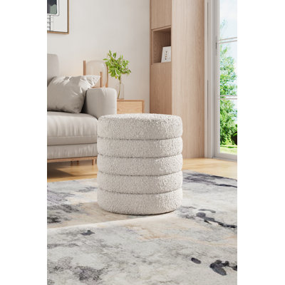 Avayah 45cm Wide Round Footstool Ottoman with Storage