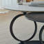 Tables basses rondes imbriquées - Plateau en faux marbre blanc et noir avec structure en métal noir robuste, ensemble de tables basses de salon peu encombrantes 