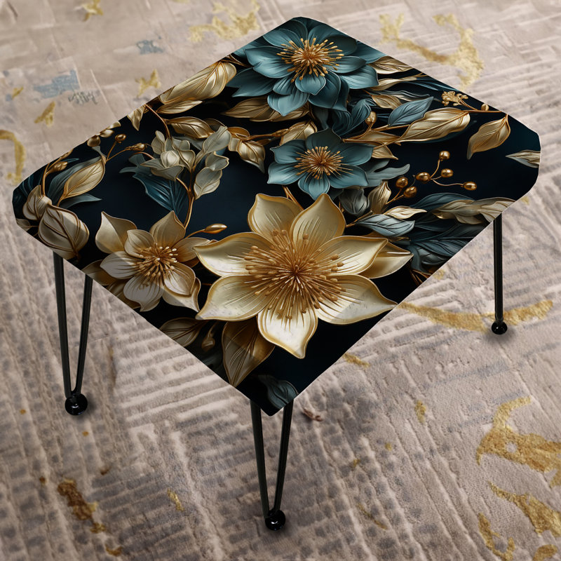 Gilded Imperial Flair - Oriental Floral Rectangle Ottoman