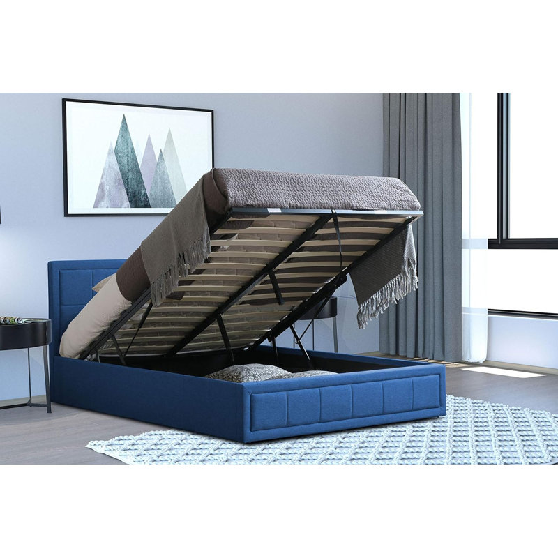 Aleeka Upholstered Ottoman Bed with Mattress, Sprung Mattress, Single (3')