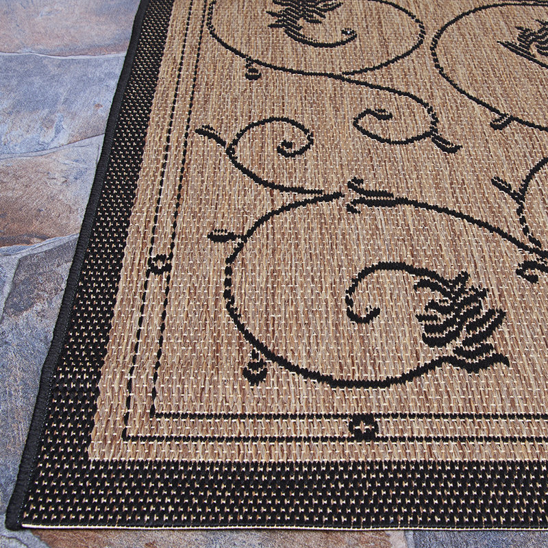 Fierce Portico Brown-Black Indoor/Outdoor Round Rug, Rectangle 8'6" x 13'