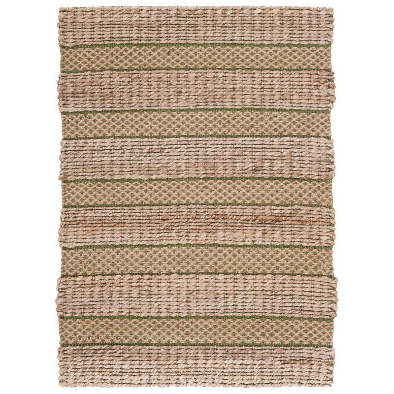 Ifedayo Natural Fiber Flat Weave Jute/Cotton Geometric Rug in Green/Natural, Rectangle 9' x 12'