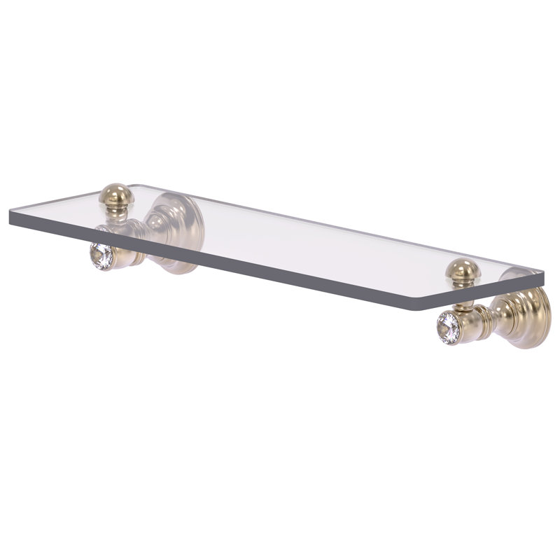 Hertz Glass Bracket Shelf, 2.4" H x 16" W x 5.54" D, Antique Pewter