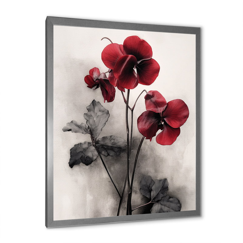 Red Violets Dreamer I - reproduction sur toile, H 20 po x l 12 po x P 1 po, Cadre photo argenté
