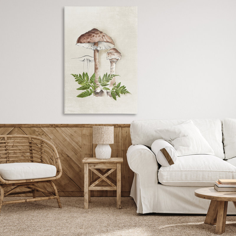 Croquis de champignon et fougère sur toile par Eli Jones, H 45 po x l 30 po