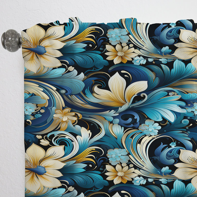 Motif cachemire à motif floral V - Rideau floral obscurcissant - 1 panneau, L 52 po x L 108 po