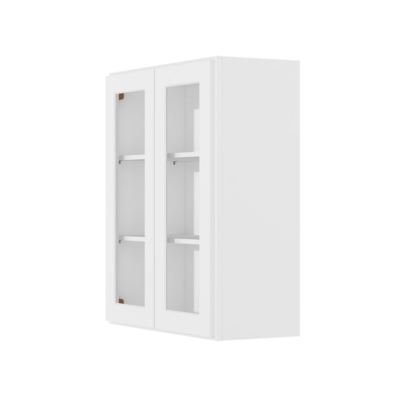 Meuble de cuisine mural, 2 portes, 3 étagères, vitres non comprises, à monter soi-même, 30,5 cm (P) x 76,2 cm (L) x 91,4 cm (H), blanc