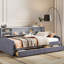 Lit plateforme tapissier simple avec rangement en velours gris et tiroirs - Velours, fonctionnel-121098338
