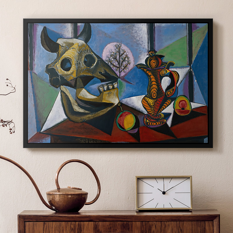 Nature morte avec crâne de taureau, 1939 - Pablo Picasso, toile tendue avec châssis, 16 x 24, Noir